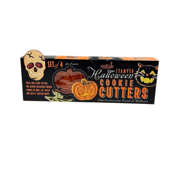 Williams-Sonoma Kids Halloween Cookie Cutters – Set of 4 Skull Pumpkin Witch Cat - Picture 1 of 4